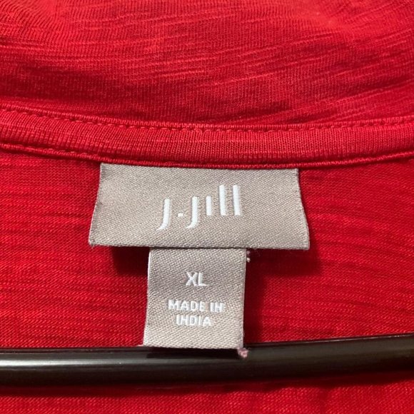 J. Jill Women's Red Embroidered Design Button Front Long Sleeve Blouse Size XL - Picture 5 of 7
